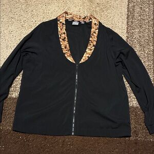 Puma Black Jacket with Leopard Print Collar